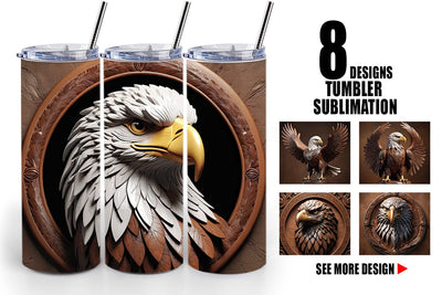 Tumbler Wrap 3D Carved Eagle Sublimation artnoy 