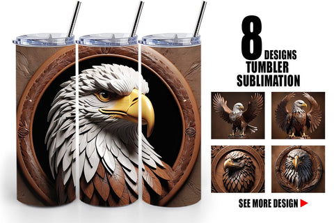 Tumbler Wrap 3D Carved Eagle Sublimation artnoy 