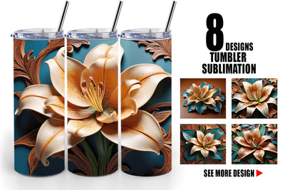 Tumbler Wrap 3D Carved Lily Sublimation artnoy 