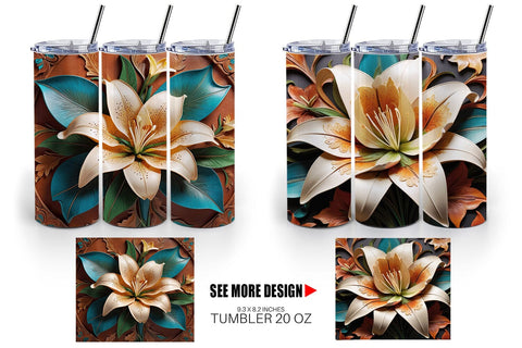 Tumbler Wrap 3D Carved Lily Sublimation artnoy 