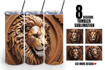 Tumbler Wrap 3D Carved Lion Sublimation artnoy 