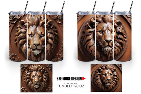 Tumbler Wrap 3D Carved Lion Sublimation artnoy 