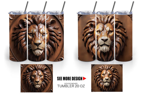 Tumbler Wrap 3D Carved Lion Sublimation artnoy 