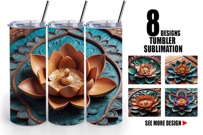 Tumbler Wrap 3D Carved Lotus Sublimation artnoy 