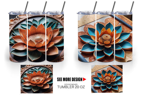 Tumbler Wrap 3D Carved Lotus Sublimation artnoy 