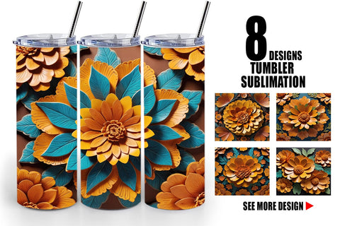 Tumbler Wrap 3D Carved Marigold Sublimation artnoy 
