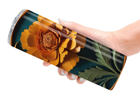 Tumbler Wrap 3D Carved Marigold Sublimation artnoy 