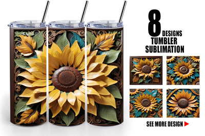 Tumbler Wrap 3D Carved Sunflower Sublimation artnoy 