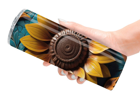 Tumbler Wrap 3D Carved Sunflower Sublimation artnoy 