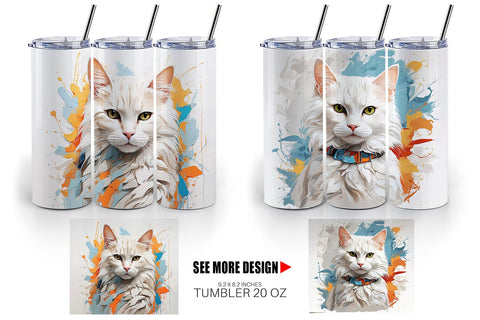 Tumbler Wrap 3D Cat Painting Sublimation artnoy 
