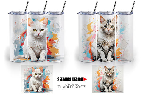 Tumbler Wrap 3D Cat Painting Sublimation artnoy 