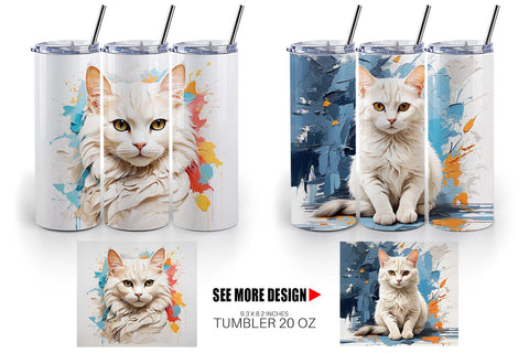 Tumbler Wrap 3D Cat Painting Sublimation artnoy 