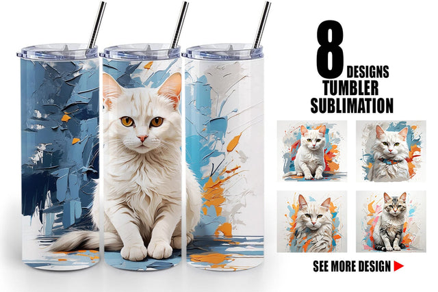 Tumbler Wrap 3D Cat Painting Sublimation artnoy 
