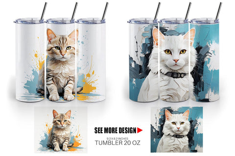 Tumbler Wrap 3D Cat Painting Sublimation artnoy 