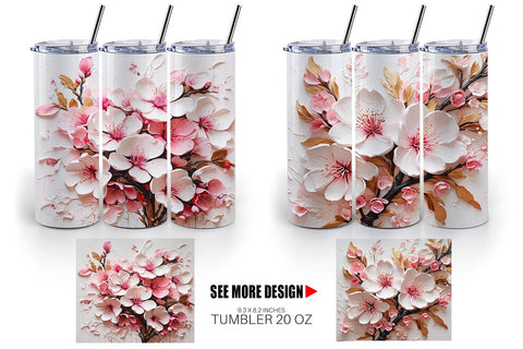 Tumbler Wrap 3D Cherry Blossom Sublimation artnoy 