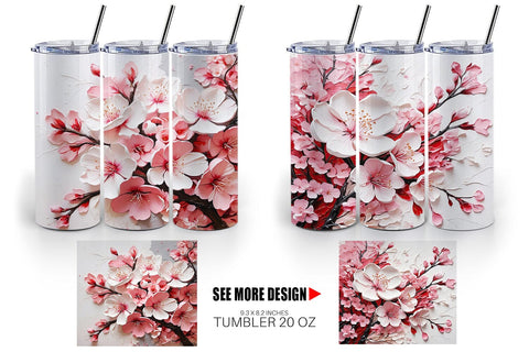 Tumbler Wrap 3D Cherry Blossom Sublimation artnoy 
