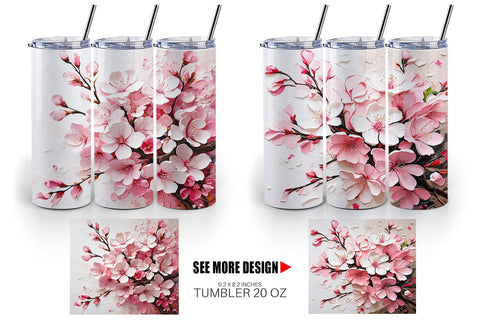 Tumbler Wrap 3D Cherry Blossom Sublimation artnoy 