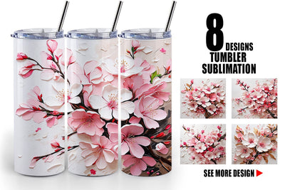 Tumbler Wrap 3D Cherry Blossom Sublimation artnoy 