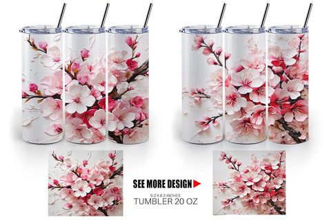 Tumbler Wrap 3D Cherry Blossom Sublimation artnoy 