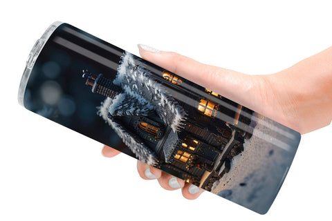 Tumbler Wrap 3D Christmas House Sublimation artnoy 
