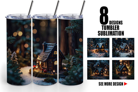 Tumbler Wrap 3D Christmas House Sublimation artnoy 