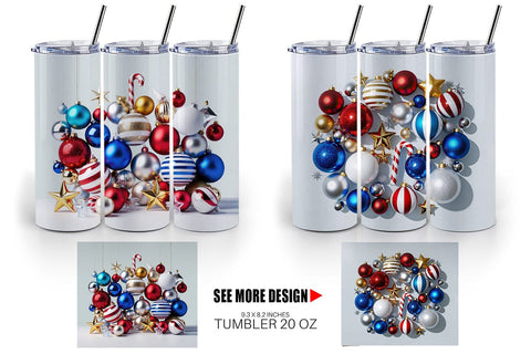 Tumbler Wrap 3D Christmas Ornament Sublimation artnoy 
