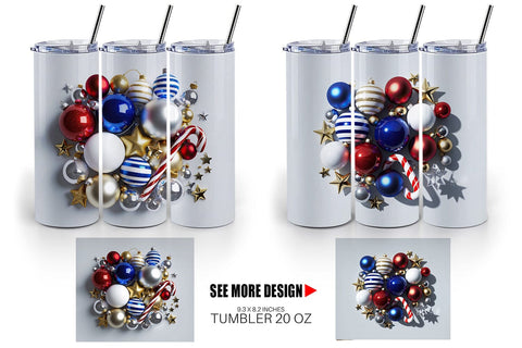 Tumbler Wrap 3D Christmas Ornament Sublimation artnoy 
