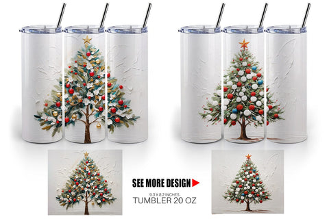 Tumbler Wrap 3D Christmas Tree Painting Sublimation artnoy 