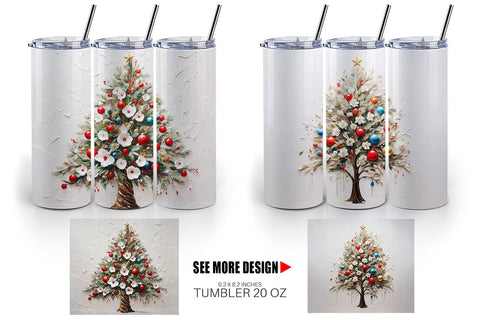 Tumbler Wrap 3D Christmas Tree Painting Sublimation artnoy 