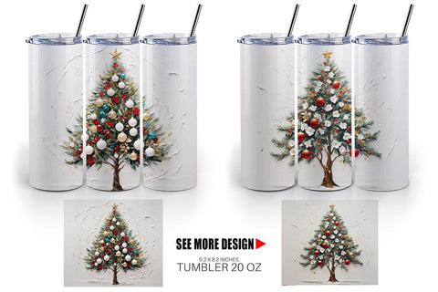 Tumbler Wrap 3D Christmas Tree Painting Sublimation artnoy 