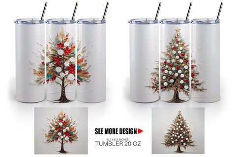 Tumbler Wrap 3D Christmas Tree Painting Sublimation artnoy 