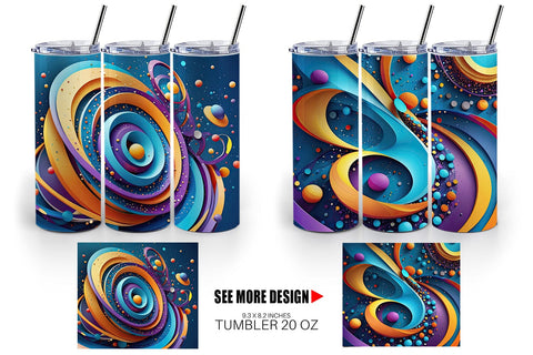 Tumbler Wrap 3D Circles and Bubbles Sublimation artnoy 