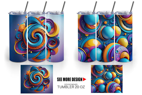 Tumbler Wrap 3D Circles and Bubbles Sublimation artnoy 