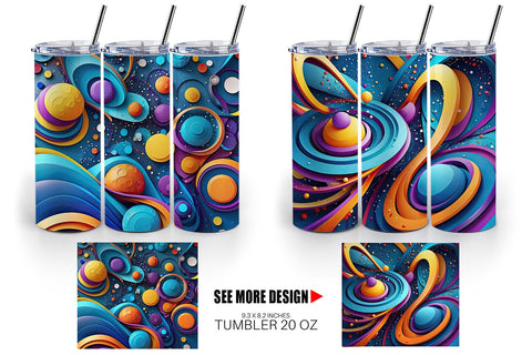 Tumbler Wrap 3D Circles and Bubbles Sublimation artnoy 