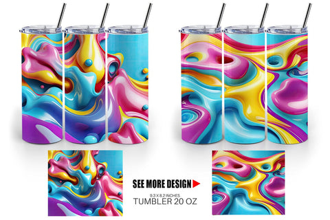 Tumbler Wrap 3D Colorful Liquid Sublimation artnoy 