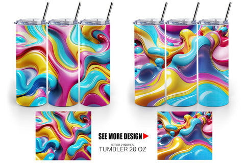 Tumbler Wrap 3D Colorful Liquid Sublimation artnoy 