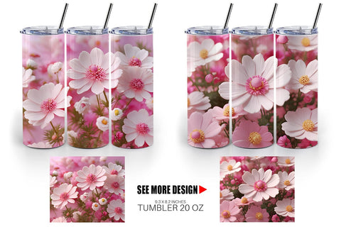 Tumbler Wrap 3D Cosmos Flowers Sublimation artnoy 