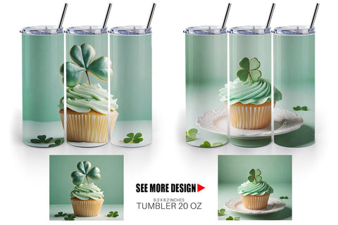 Tumbler Wrap 3D Cupcake Patrick Day Sublimation artnoy 