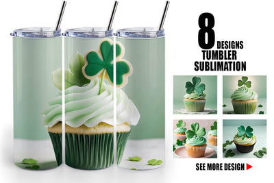 Tumbler Wrap 3D Cupcake Patrick Day Sublimation artnoy 
