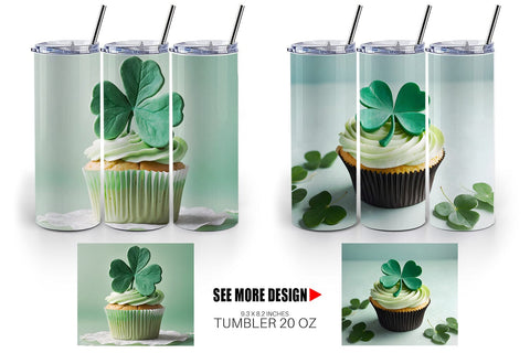 Tumbler Wrap 3D Cupcake Patrick Day Sublimation artnoy 