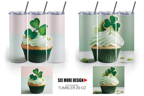 Tumbler Wrap 3D Cupcake Patrick Day Sublimation artnoy 