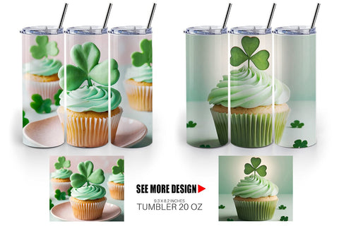 Tumbler Wrap 3D Cupcake Patrick Day Sublimation artnoy 