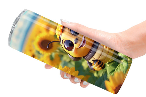 Tumbler Wrap 3D Cute Bee Sunflowers Sublimation artnoy 
