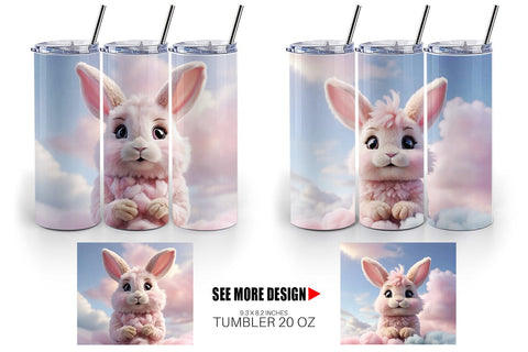 Tumbler Wrap 3D Cute Bunny Pastel Sublimation artnoy 