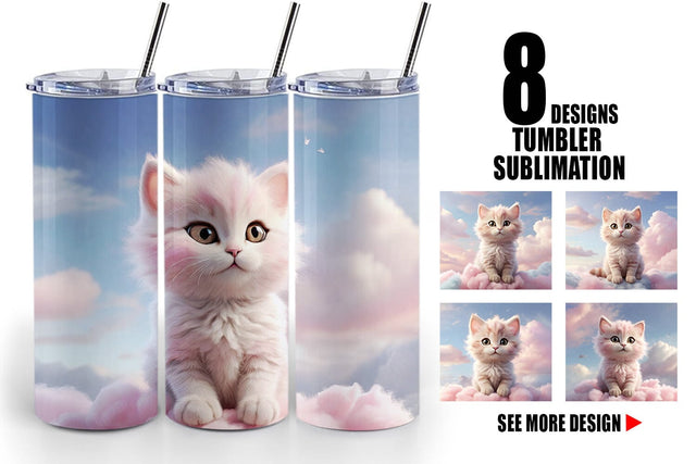 Tumbler Wrap 3D Cute Cat Pastel Sublimation artnoy 