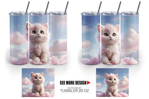 Tumbler Wrap 3D Cute Cat Pastel Sublimation artnoy 