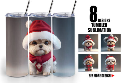 Tumbler Wrap 3D Cute Dog Christmas Sublimation artnoy 