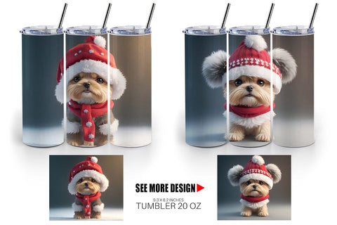 Tumbler Wrap 3D Cute Dog Christmas Sublimation artnoy 