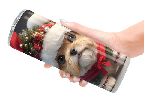 Tumbler Wrap 3D Cute Dog Christmas Sublimation artnoy 