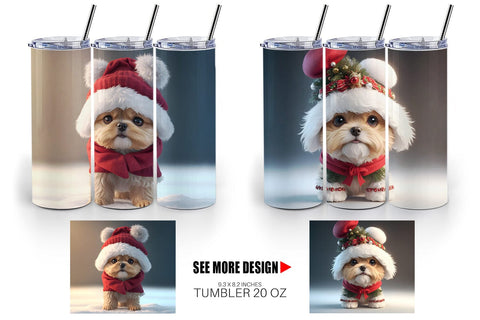 Tumbler Wrap 3D Cute Dog Christmas Sublimation artnoy 